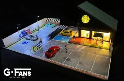 1/64 Diorama Model Car Garage Model LED Lighting Car Parking Lot Scene Model Toy • $32.99