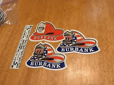 Burbank CA Firefighter IAFF Local 778 Helmet Stickers Red Blue Department  • $9.99