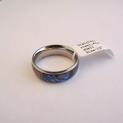 MEN'S STAINLESS STEEL ABALONE SHELL RING SIZE 13 - NWT - Retail $90 • $25