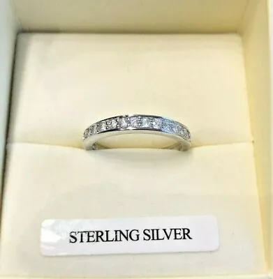 £19.99 • Buy 925 Sterling Silver Diamond-Unique Half Eternity Ring Sizes L - Q Boxed