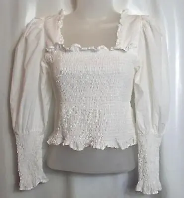 Excellent Topshop 🌺cream Shirred Stretch Gypsy Top🌺 Size 10 # 696* • £9.99