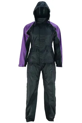 Women's Motorcycle Rain Suit Purple & Black With Heat Guard On Legs • $79.99