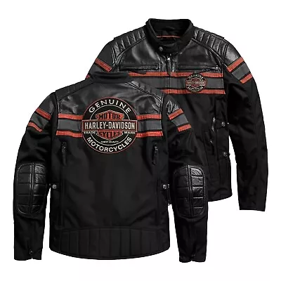 Harley-Davidson Triple Vent Motorcycle Riding Cordura & Real Leather Jacket Men • $47