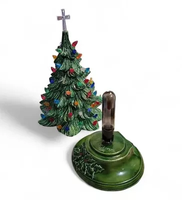 19.5  Ceramic Green Christmas Tree Lighted 1988 Hand Painted Signed Glenna VTG • $90