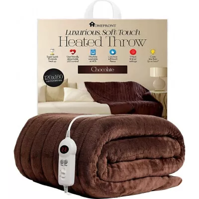 Homefront Heated Throw Electric Over Bed Blanket Luxurious Soft Fleece Washable • £39.50