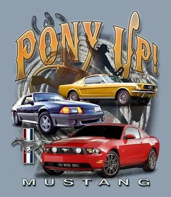  Pony UP  Mustang Blue T-Shirt - Great Price On A Closeout Design FREE SHIPPING! • $25.29