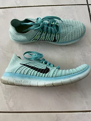 Nike Free RN Flyknit Running Training Sneaker Hyper Turquoise Blue Women 8 • $49