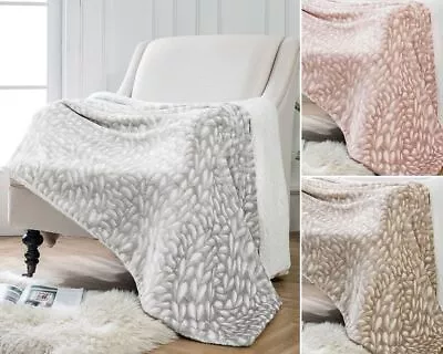 Sherpa Fleece Blanket Throw Printed Cable Knit SuperSoft Luxury Warm Lightweight • £18.67