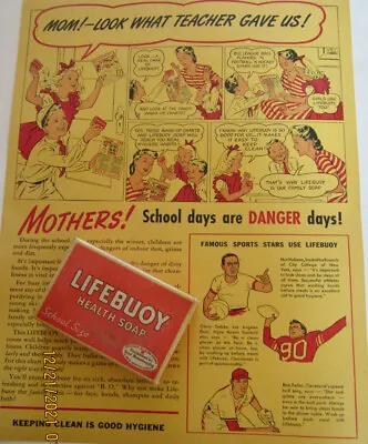 Vintage Lifebuoy Health Soap- Original Box - School Size With Wash Up Chart-1948 • $10
