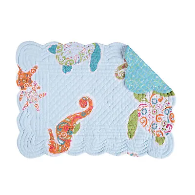 St. Kitts Cotton Quilted Rectangular Reversible Placemat Set Of 6 13 X 19 C&F • $34.99