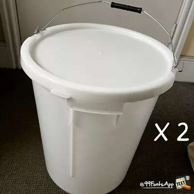 2 X 25L PLASTERERS MIXING BUCKETS WITH LID AND HANDLE • £16.70