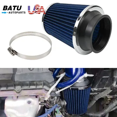 3in/76mm High Flow Inlet Dry Air Filter Cold Air Intake Cone Replacement Blue • $12.88