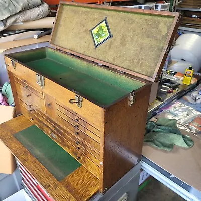 1960s GERSTNER & SONS 052 JOURNEYMAN CHEST TOOL BOX 11 DRAWER OAK WOOD Machinist • $525