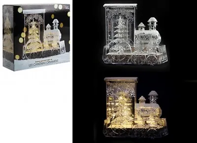 Christmas Warm White LED Light Up Train Clear Snowy Christmas Scene Battery Op • £14.95
