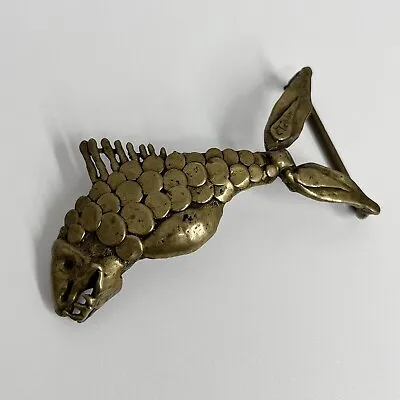 Vintage Carl Tasha Brass Fish Belt Buckle • $230.58