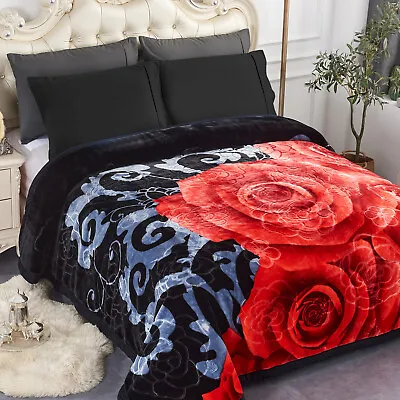 Oversize Winter Blanket Floral 2 Ply Reversible Mink Fleece Blanket 85 X 93  • $59.99