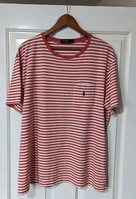 Polo Ralph Lauren Men's Red & White Striped Pocket T-Shirt XL • £14.80