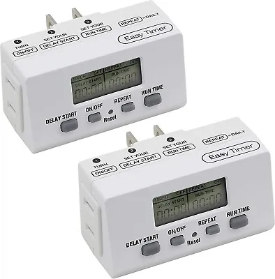 CP Indoor Timer (Dual Pack) 1 Polarized Outlet EZ Digital Timer White CP50010 • $13.99