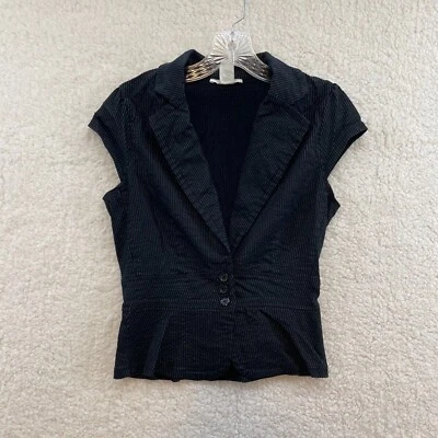 $67 • Buy Y2K 2000s Charlotte Russe Black Pinstripe Alice Cullen Fairy Grunge Vest Top M