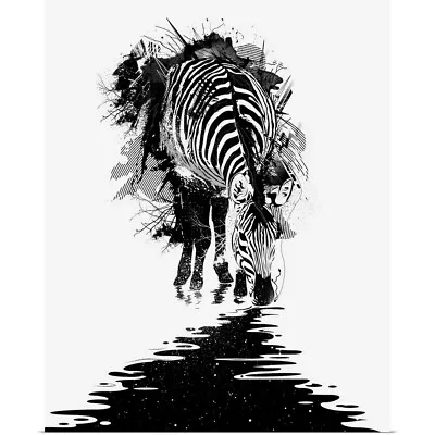 Stripe Charging Poster Art Print Zebra Home Decor • $44.99