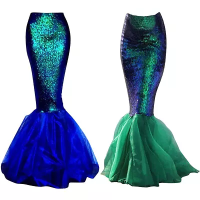 Women Mermaid Costume Sequin Bodycon Long Princess Maxi Halloween Tail Skirts • $21.99