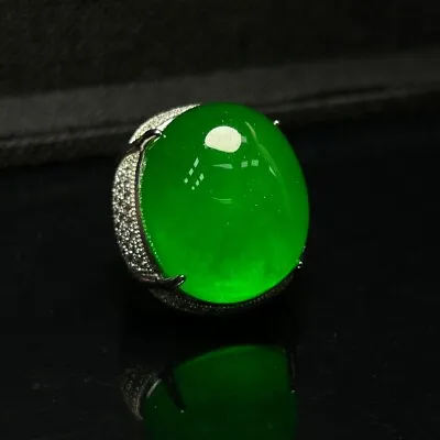 Certified Natural A Perfect High Ice Green Burmese Jade Jadeite  Rings 戒指 • $49.98