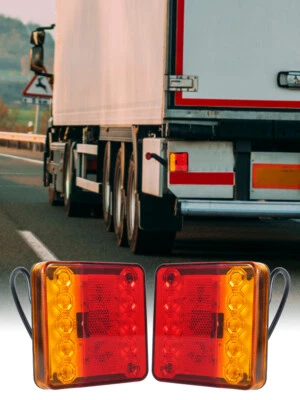 $21.64 • Buy 2Pcs 12/24v LED Truck Trailer Lights Rear Tail Lights Square Tail Stop Lamp