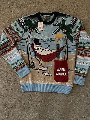 Ugly Christmas Sweater Men’s M~ Snowman In Hammock On Beach~ NWT • $34.99