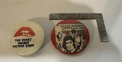 1975 Lot Of 2 ~ Rocky Horror Picture Show Pins Buttons 1.5” Lips Album Curry • $10