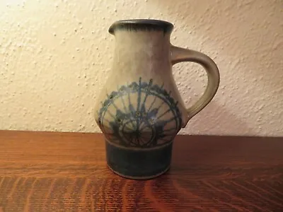 Danish MCM Stoneware Vase: Marianne Starck Michael Andersen & Son Blue Pitcher • $170