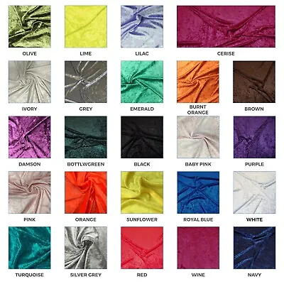 CRUSHED VELVET FABRIC 20 Colours Premium Soft Curtains Material Dress Upholstery • £1.39