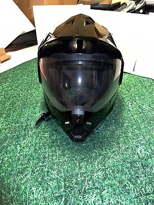 Full Face Dual Visor Dual Sport ADV Motocross Or Cruiser Motorcycle Helmet • $42.50