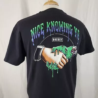 Boxset Nice Knowing Ya Zombie T-Shirt Adult Large Black Cotton Two Sided Graphic • $16.99