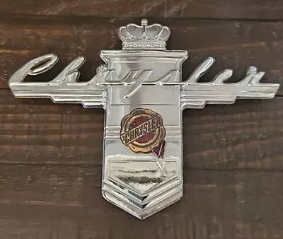Vintage 1946-1948 Chrysler New Yorker Chrome Hood Emblem Badge With Crown • $65