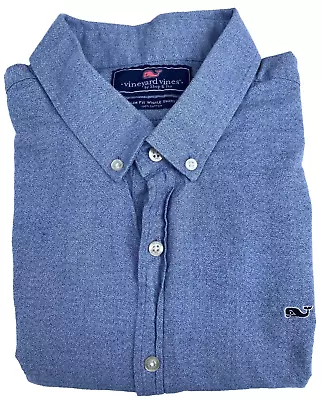 Vineyard Vines Slim Fit Whale Shirt Men's 2XL Solid Blue 100% Cotton • $18