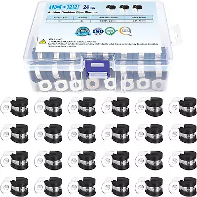 24PCS 1/2  Cable Clamps Rubber Cushioned Steel Hose Clamps Loop Clamps Clamps • $21.11