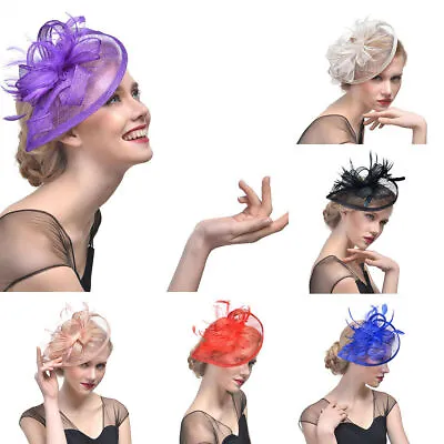 $11.99 • Buy Women's Elegant Fascinator Headband Veil Hat Feather Mesh Wedding Races