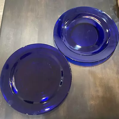 Exquisite Set Of 2 Vintage 13  Cobalt Blue Glass Charger Plates - Stunning • $40