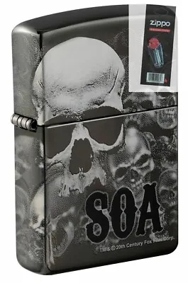 Zippo 49192 Sons Of Anarchy 360 Black Ice 2 Sided Lighter + FLINT PACK • $72.01