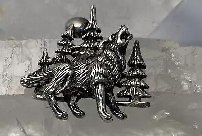 Sterling Silver WOLF Pendant * Kabana * Forest * Howling At The Moon • $60