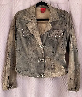 $19.99 • Buy V CRISTINA Jacket Sz L Tan Brown Long Sleeve Metal Buckle Closures