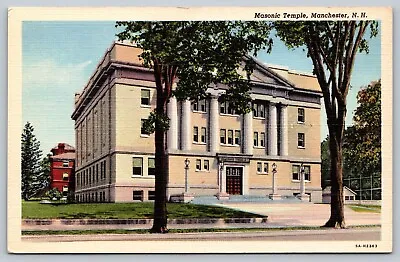 Masonic Temple Manchester NH New Hampshire Vintage Curt Teich Postcard Freemason • $9.95