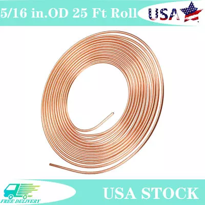 Steel Zinc Copper Nickel Brake Line Tubing Kit 5/16 OD 25 Ft Coil Roll Universal • $32.89