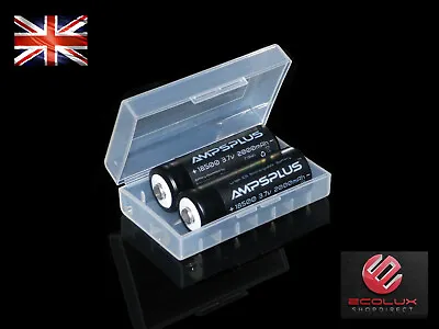 2x Ampsplus 18500 2000mAh Battery 3.7V Button Top Lithium Rechargeable Batteries • £11.79