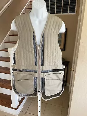 NWT Cabela's Vest Men’s Large Trap Shooting/Hunting Utility Beige Black Mesh M • $28.99