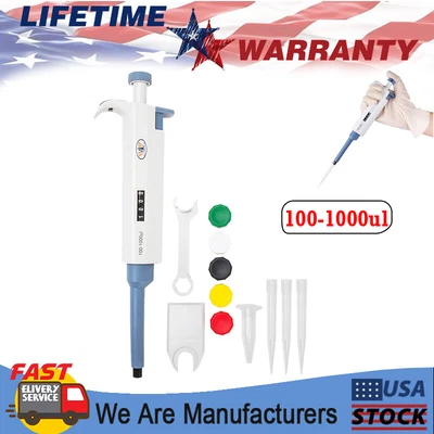 $31.99 • Buy 100-1000μl Single Channel Lab Micro Pipette Pipettor Adjustable Pipette Pipetman