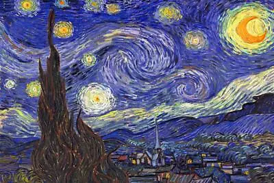 Vincent Van Gogh The Starry Night Vibrant Fine Art Print Poster 36x24 • $13.98
