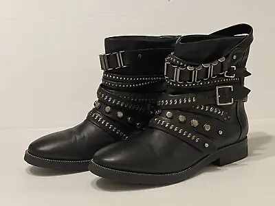 L.A.M.B. By Gwen Stefani Black Leather  Buckle Strap Detail Boot Size 8.5 • $120