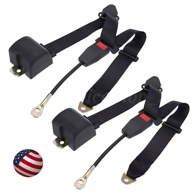 2 Pack Black Universal 3 Point Retractable Adjustable Car Seat Belt • $40.99