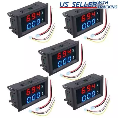 5pcs DC 100V 10A Voltmeter Ammeter LED Dual Volt Amp Meter Voltage Current Gauge • $13.79